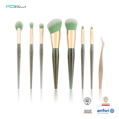 Het privé van de de Borstel Vastgestelde Groene Kleur van de Etiket7pcs Make-up Plastic Handvat met Schoonheidspincet