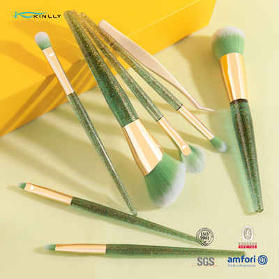 Het privé van de de Borstel Vastgestelde Groene Kleur van de Etiket7pcs Make-up Plastic Handvat met Schoonheidspincet