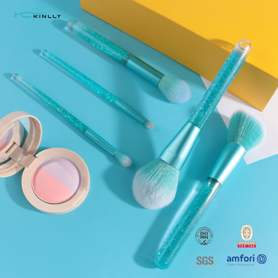 Het vloeibare van de Make-upborstels van de Handvat5pcs Luxe Drijfzand van Bling Glanzende Vloeibare schittert Blauwe OEM