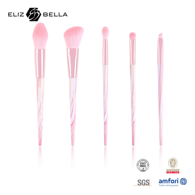 5pcs roze van het de Borstels Synthetisch Haar van de Metalen kap Plastic Make-up Gepersonaliseerd de Douaneembleem Veganist