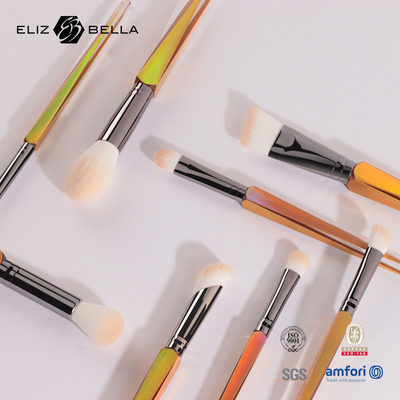 8pcs Plastic Handle Cosmetic Brush Sets Glanzend Aluminium Ferrule Nylon Hair Make-up Brush