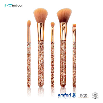 Schitter Rose Gold Ferrule Makeup Brush-Gift Vastgestelde 5pcs voor Eyelineroogschaduw