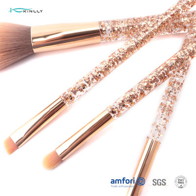 Schitter Rose Gold Ferrule Makeup Brush-Gift Vastgestelde 5pcs voor Eyelineroogschaduw