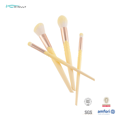 Van de de Luxemake-up van de Bevelingsmetalen kap van het de Borstels10pcs het Gele Plastic Handvat Synthetische Haar