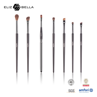 7pcs Oog make-up borstel met zwart houten handvat dagelijks gebruik make-up gereedschap