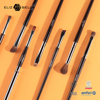 7pcs Oog make-up borstel met zwart houten handvat dagelijks gebruik make-up gereedschap