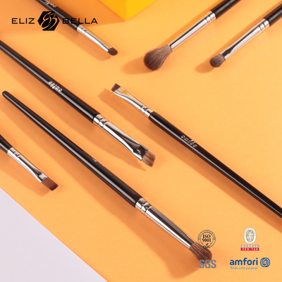 7pcs Oog make-up borstel met zwart houten handvat dagelijks gebruik make-up gereedschap