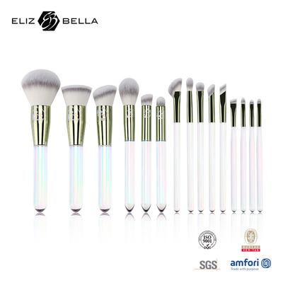 12pcs helder plastic handvat borstels Custom cosmetische borstels met laser design