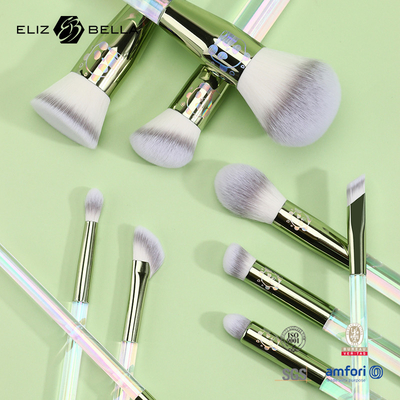 12pcs helder plastic handvat borstels Custom cosmetische borstels met laser design