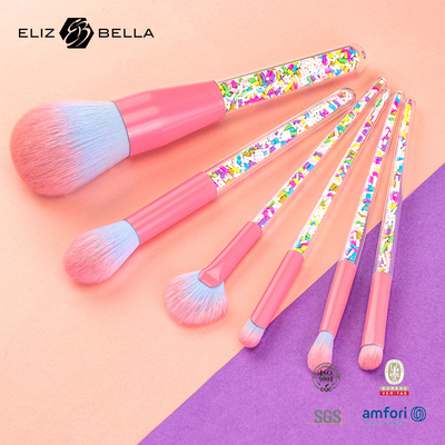 6pcs make-up borstel set snoep make-up borstels kleurrijke transparante borstel handvat korrels plastic