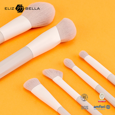 7pcs make-up borstels met synthetisch haar en stand plastic handvat aluminium ferrule, OEM bestellingen welkom