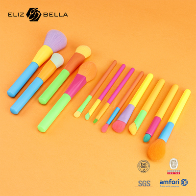 12pcs Plastic Handle Make-up Brush Set Voor Foundation Powder Blush Oogschaduwborstels,Nylon Hair Cosmetic Brush