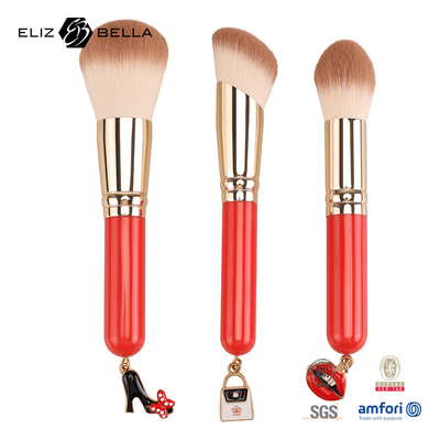 3pcs Houten handvat Essentiële cosmetische borstel set Synthetische haar make-up tools OEM ODM