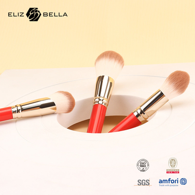 3pcs Houten handvat Essentiële cosmetische borstel set Synthetische haar make-up tools OEM ODM