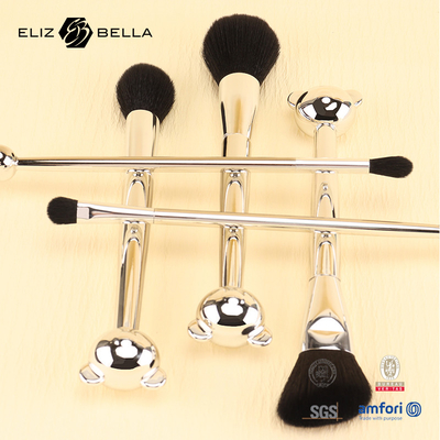 Cat Shape Plastic Handle Design Make-up Tools Met 100% Synthetisch Haar Glanzend Aluminium Ferrule