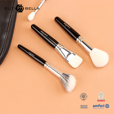 Pas de 9 stuks Travel Pro make-up borstels aan met zwarte houten handvat en aluminiumborstel