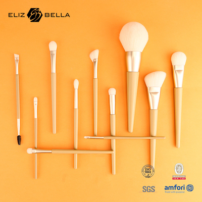 11 stukken mooie houten handvat schoonheid make-up borstel gereedschap, aluminium ferrule cosmetische borstels, synthetische haarborstels kits
