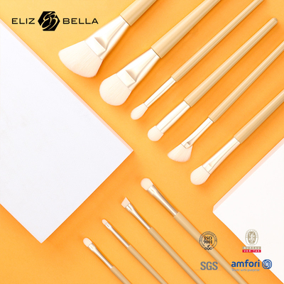11 stukken mooie houten handvat schoonheid make-up borstel gereedschap, aluminium ferrule cosmetische borstels, synthetische haarborstels kits