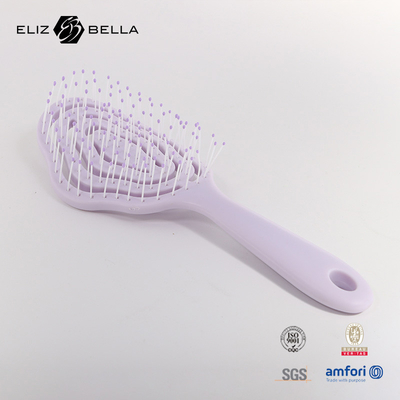 Custom logo natte en droge gebogen ventilatie hoofdhuid massage haarborstel vierkant paddle detangle haarborstel voor krullend haar