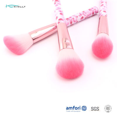 De roze Nylon Kosmetische Borstel Vastgestelde 6pcs van de Haar Plastic reis met Aluminiummetalen kap