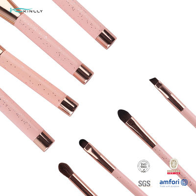 Zachte van de het Haar10pcs Reis van 100% Synthetische die de Make-upborstel met Roze Plastic Handvat wordt geplaatst