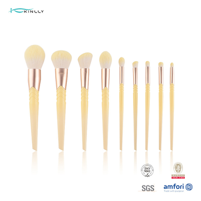 Van de de Luxemake-up van de Bevelingsmetalen kap van het de Borstels10pcs het Gele Plastic Handvat Synthetische Haar
