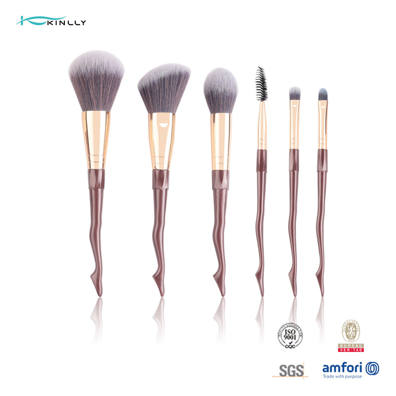 Het professionele van de de Make-upborstel van 6PCS Plastic Vastgestelde Synthetische Haar voor bloost Stichtingsoogschaduw