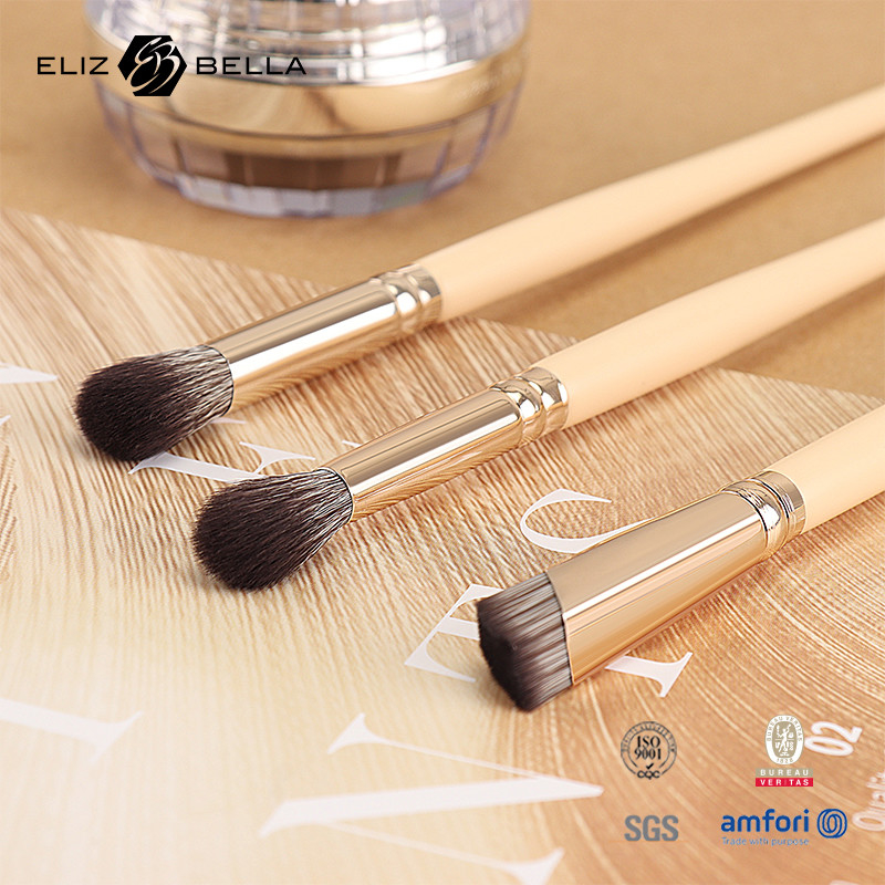 Gepersonaliseerd logo geaccepteerd make-up borstel set kit voor poeder en ABS plastic handvat