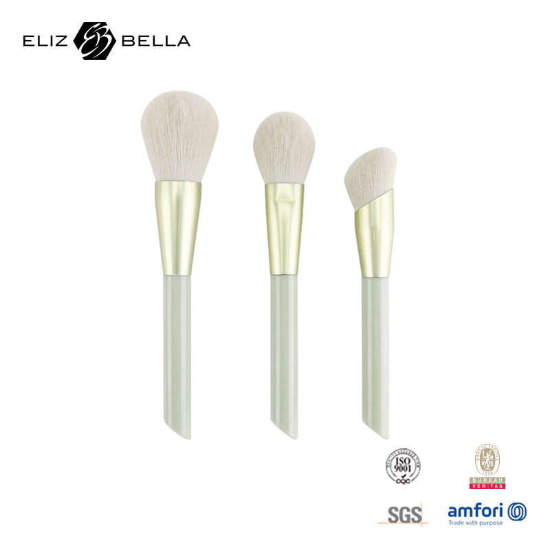 3pcs maatwerk make-up borstel voor poeder, blush, contour borstel, plastic handvat en aluminium ferrule