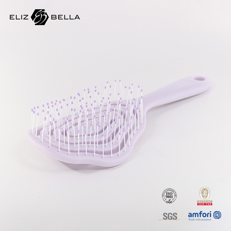 Custom logo natte en droge gebogen ventilatie hoofdhuid massage haarborstel vierkant paddle detangle haarborstel voor krullend haar