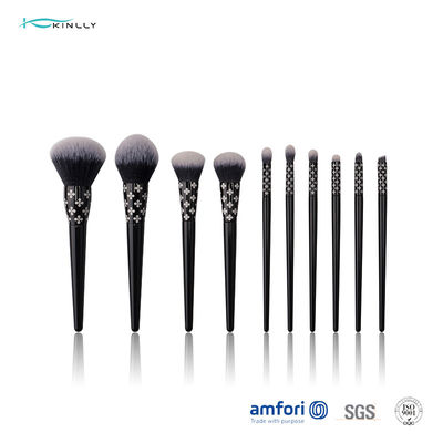 De houten Borstel Vastgestelde 10pcs van de Handvat Kosmetische Make-up met Laser Logo On Ferrule